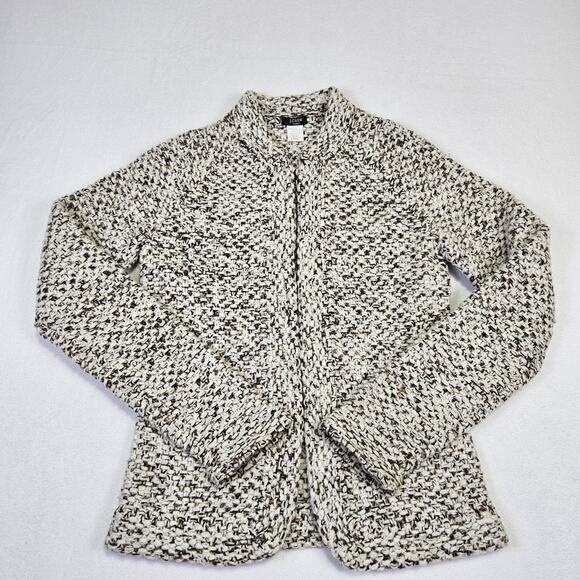 VTG J.Crew Womans Handknit Lambs Wool Cardigan Sweater Marble Brown Fisherman XS - Picture 16 of 16